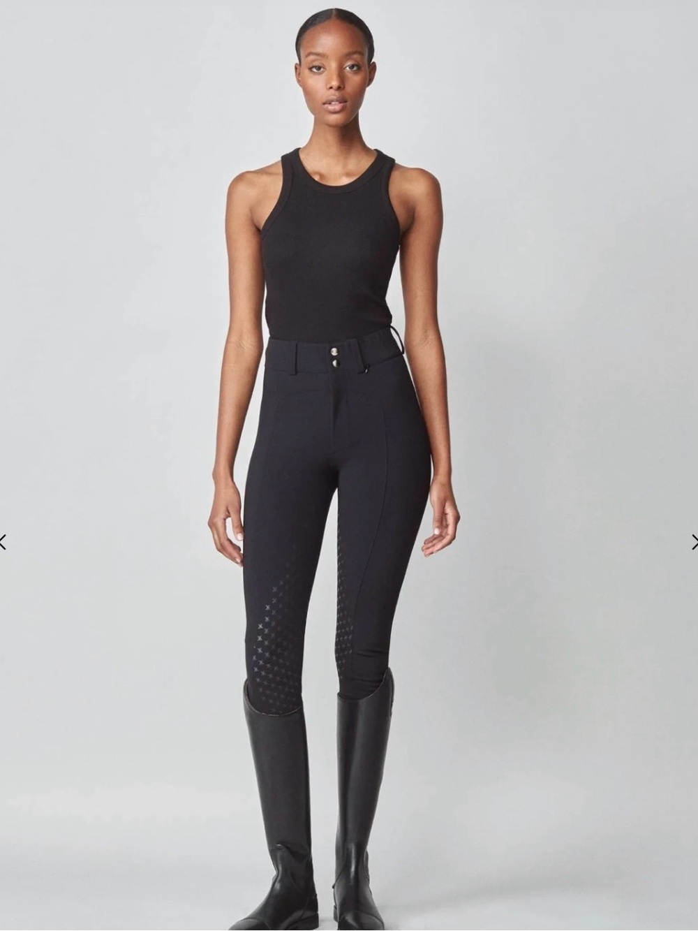YAGYA High Rise Compression Knee Patch – Black – Luxury Performance Breeches